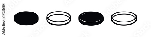 Petri dish vector icon set. Microbiology lab equipment symbols.