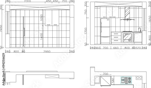Interior Architecture Section Plan of Contemporary House with Staircase, Mezzanine Platform, Living Room Furniture Composition, and Technical Measurement Lines