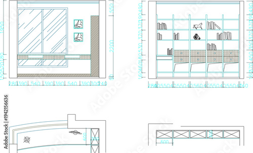 Architectural Interior Section Blueprint of Modern Living Room with Staircase Access, Decorative Wall Panel, Seating Arrangement, and Construction Measurement Guide