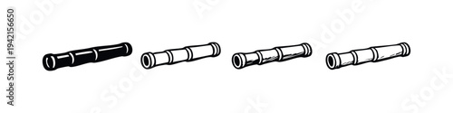 Hand Drawn Spyglass Telescope Icons Collection for Navigation and Discovery