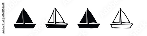 Hand Drawn Sailboat Icons Set for Marine and Travel Concepts