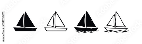 Sailboat and Waves Icons Collection for Maritime Themes