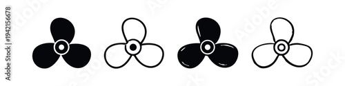 Boat Propeller Engine Icons Set for Marine Transport