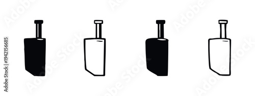 Simple Cricket Bat Icons Set, Hand-Drawn Sports Equipment Symbol Collection