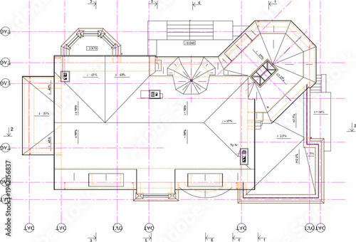 Vector sketch illustration silhouette architectural construction design site plan view facade of classic vintage european house with scale size