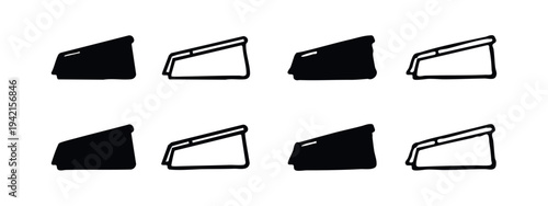 Slanted Roof or Awning Icon Set - Hand-Drawn Style Vector Illustration