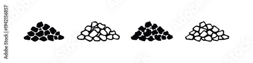 Pile of Rocks or Gravel Icon Set - Hand-Drawn Aggregate Vector