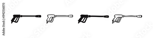 High-Pressure Washer Spray Gun Icon Set - Hand-Drawn Cleaning Tool
