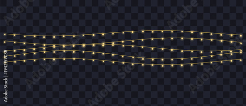 Three luminous strings of warm yellow fairy lights provide a festive and celebratory illumination