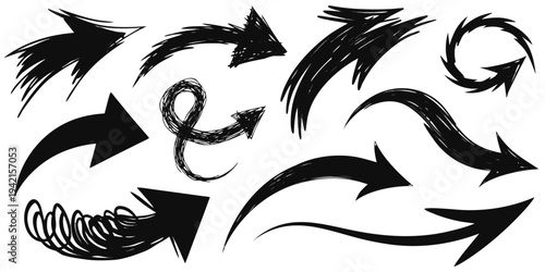 Hand drawn arrows on black background