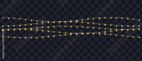 Three luminous strings of warm yellow fairy lights provide a festive and celebratory illumination