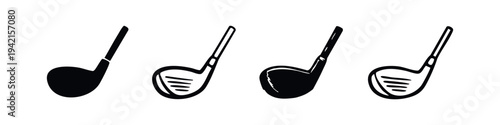 Collection of Golf Club Head Icons, Sport Equipment Silhouette Set, Vector Illustration