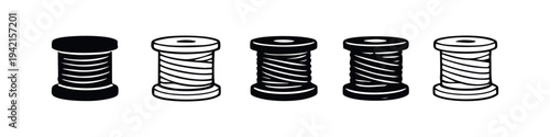 Thread Spool and Yarn Bobbin Vector Icon Set - Sewing, Tailoring, and Craft Supplies