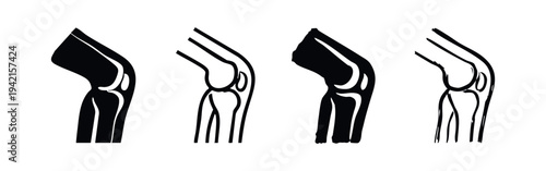 Human Knee Joint Anatomy Icon Set for Orthopedic and Medical Illustrations