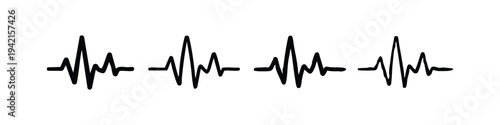 Electrocardiogram (ECG) Heartbeat Waveform Icons Set in Various Line Styles