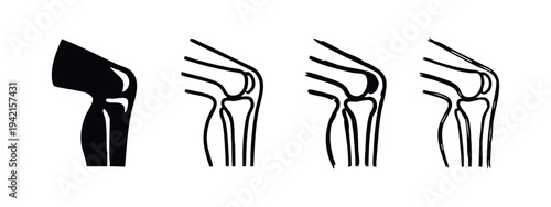 Human Knee Joint Anatomy Icons Set in Various Stylized Forms for Medical Concepts