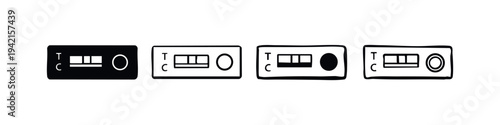 Lateral Flow Rapid Antigen Test Icon Set Showing Positive Result