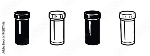 Medical Vial Bottle or Specimen Tube Icon Set. Laboratory Container Vector Illustration.