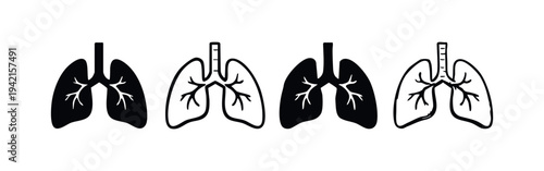 Human Lungs Anatomy Icons Set in Four Styles