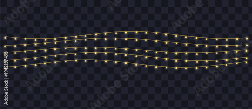 Three luminous strings of warm yellow fairy lights provide a festive and celebratory illumination