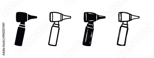 Medical Otoscope Instrument Icons in Four Hand-Drawn Styles
