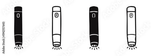 Minimalist UV Light Wand and Flashlight Icon Set