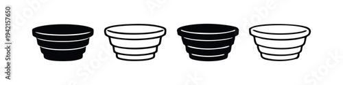 Stackable Party Cups Icon Set in Black and White