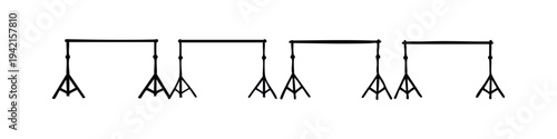 Photography Backdrop Stand Icons Set. Studio equipment symbols in various styles.