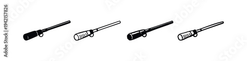 Boom Microphone Icon Set Black and White Vector Illustration