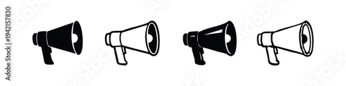 Megaphone Icon Set Black and White Vector Illustration