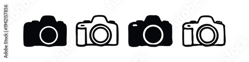 Digital SLR camera icons set, vector illustration of photo and video capture device.