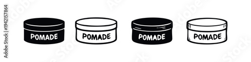 Pomade jars icons set, vector illustration for hair styling and grooming products.