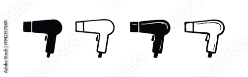 Hair dryer icons set, vector design for beauty salon, barbershop, and personal care.