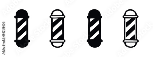 Barber Pole Vector Icons. Barbershop Establishment Signs.