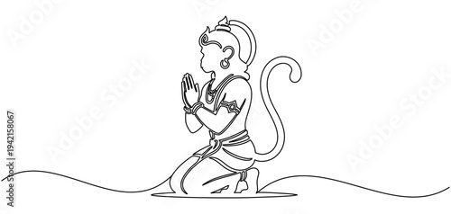 A lord Hanuman of illustration vector with line art style