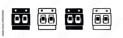 Electrical Circuit Breaker Panel and Fuse Box Icons Set
