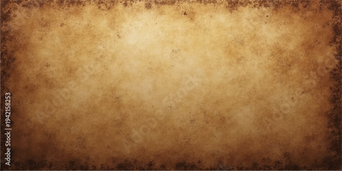 A vintage aged parchment texture with a grungy brown pattern provides a blank antique paper background featuring a stained retro design and weathered beige art