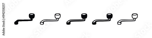 Manual Coffee Grinder Handle Vector Icon Collection. Coffee Mill Parts for Barista Equipment and Brewing.