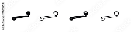 Coffee Grinder Handle Vector Icon Set. Manual Coffee Mill Part Illustrations in Silhouette and Outline Styles.