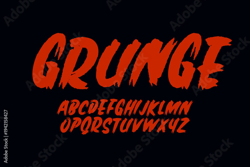 Eye-catching grunge alphabet letters in vibrant red on black background for creative design projects and marketing materials