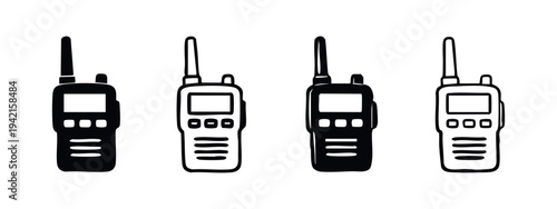 Walkie-Talkie Two-Way Radio Communication Device Icon Set