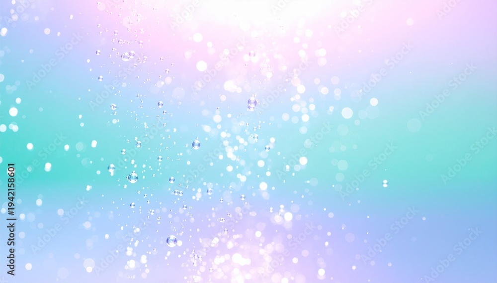 Obraz premium パステルカラーの水滴とボケがきらめく抽象背景・柔らかなグラデーションテクスチャ