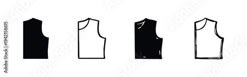 Rustic clothing pattern icon set. Hand-drawn dressmaking template vector art for fashion design.