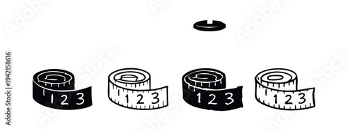 Collection of Measuring Tape Icons in Different Styles for Sewing and Craft