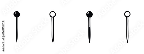 Sewing pins set icon. Tailor's pin for dressmaking, crafting and hobby. Isolated vector illustration.