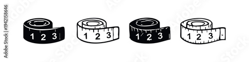 Tailor's Tape Measure Icon Collection in Various Styles, Sewing Tool