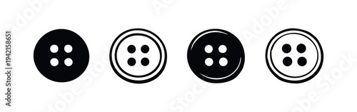 Sewing button set icon. Fastener for clothing, crafts and decorative purposes. Isolated vector illustration.