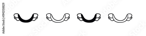Lower dental mouthguard or retainer vector icons. Orthodontic and protective dental device collection.
