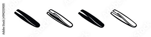 Tweezers Icons Set - Hair Removal Tool for Beauty and Grooming Instrument Vector Illustration