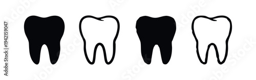 Molar Tooth Icons Set - Dental Teeth Symbols for Oral Health and Anatomy Vector Illustration
